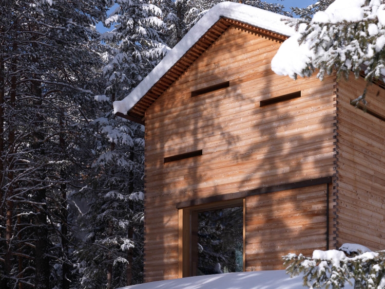 Mountain Lodge in Snow