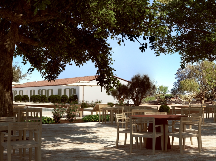 Restaurant's terrace Hotel Rural Sant Ignasi pretty hotel in menorca ciudadella