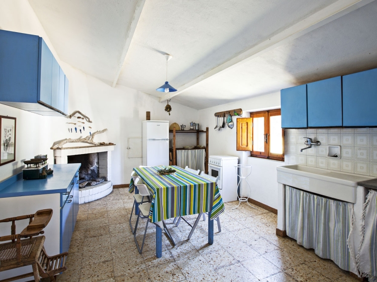 kitchen with fireplace