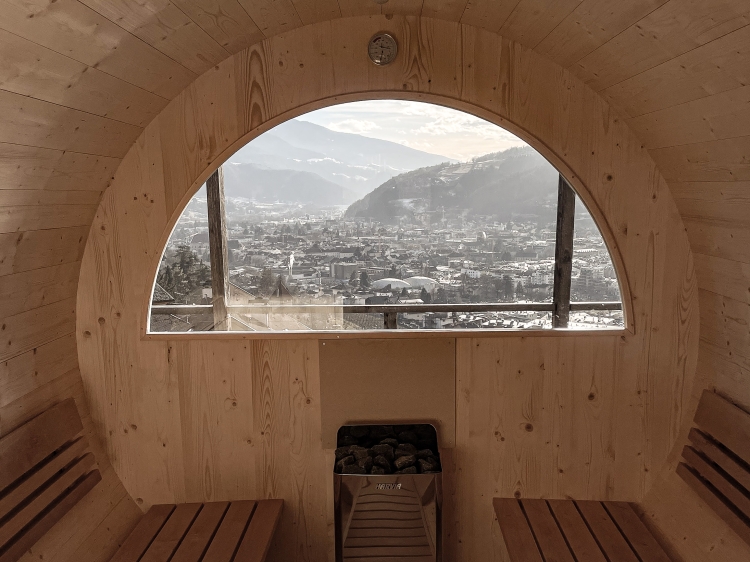 Barrel sauna on our rooftop terrace