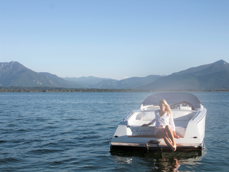 Chalet´s private Elektro-Yacht at lake Chiemsee.
