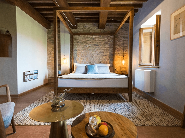 beautiful country house bedroom Borgo Castello Panicaglia Italy Secretplaces