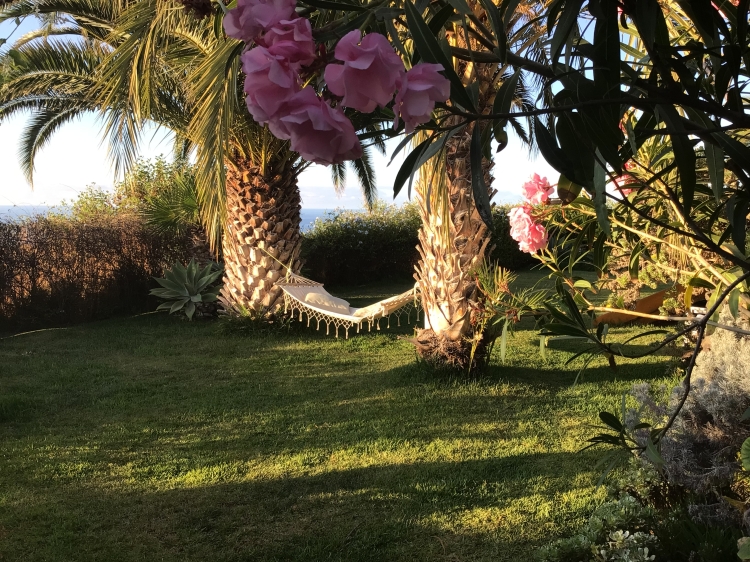 Chilling out in the idyllic garden.Bellamare. Canarias Secretplaces 