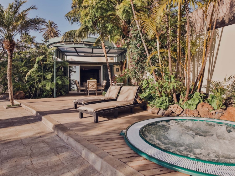 The tropical garden with Jacuzzi The circular vill to rent in Tenrife