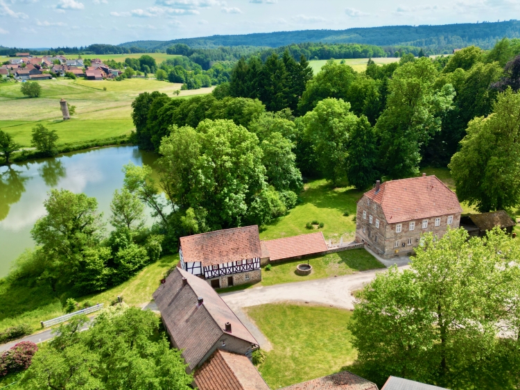 Lake and accommodation building