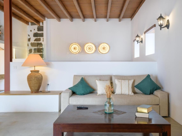 Cozy living room in ecological holiday homes Finca de la Geria in Lanzarote