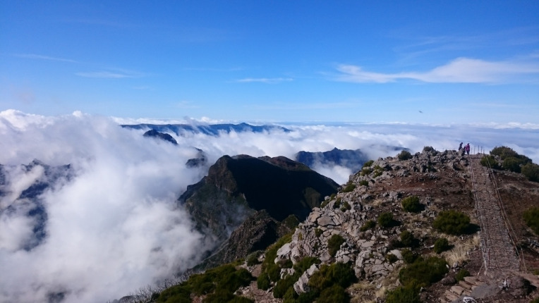 Misty landscape from on top of a mountain