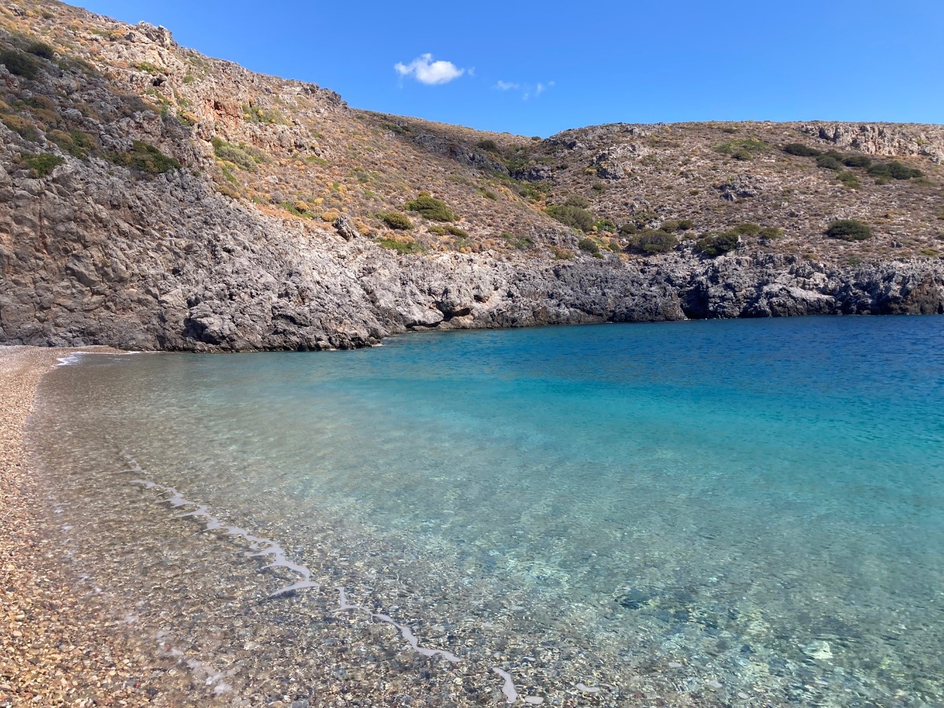 Crystal clear water on Chalkos beach on Kythira